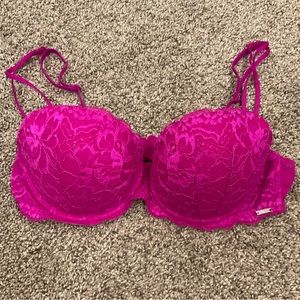 PINK by Victoria’s Secret Push-Up Padded Bra, hot pink, size 34C, EUC
